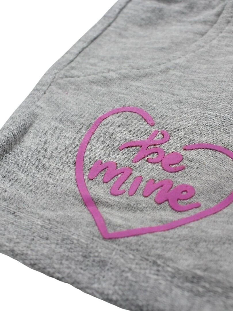 Lee Cooper   Short fille imprimé logo en coton   Gris