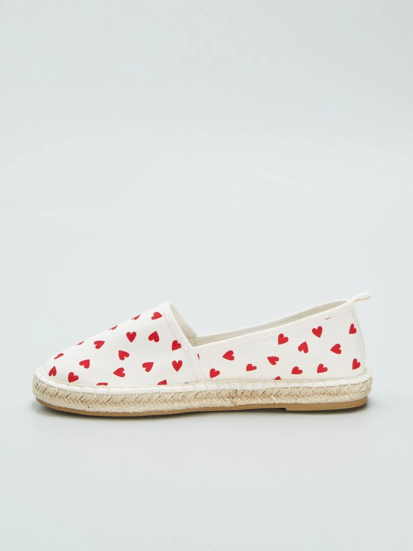 Espadrilles en toile cœurs   Rouge