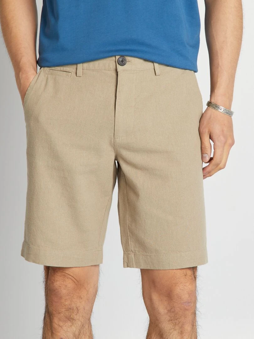 Bermuda en lin mélangé   Gris