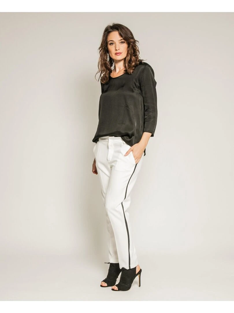 Blouse soyeuse manches 3/4 OLGA   Noir