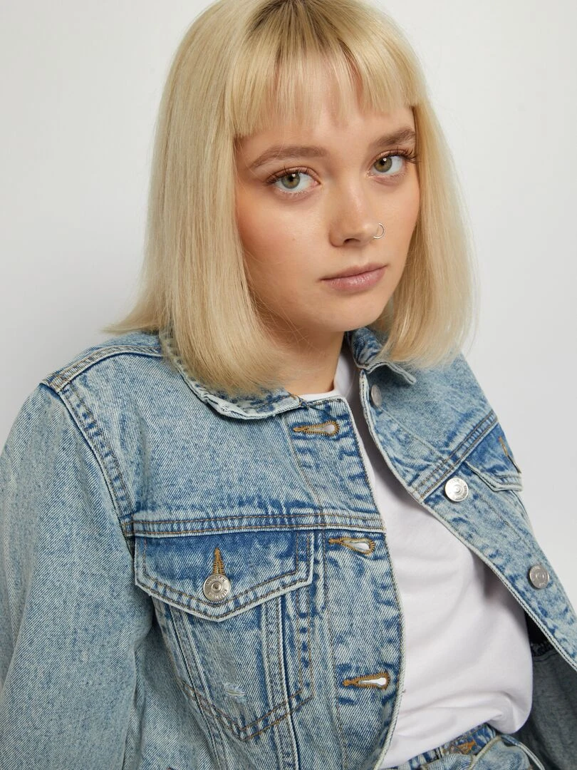 Veste en jean courte Bleu