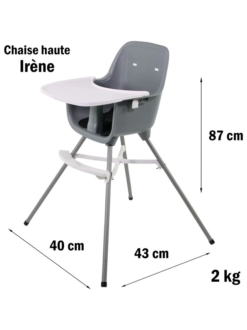 Chaise Haute Irene   Dès 6 Mois   Gris