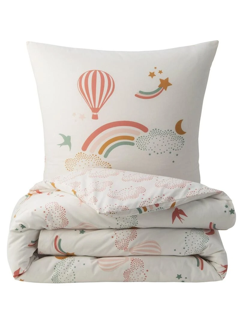 Future Home   Parure de lit enfant en coton 57 fils imprimé blanc   Blanc