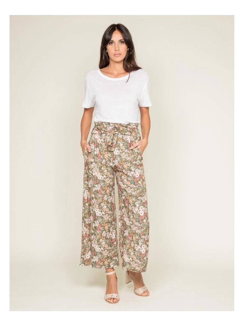 T shirt col rond lin FREDILLE   Blanc