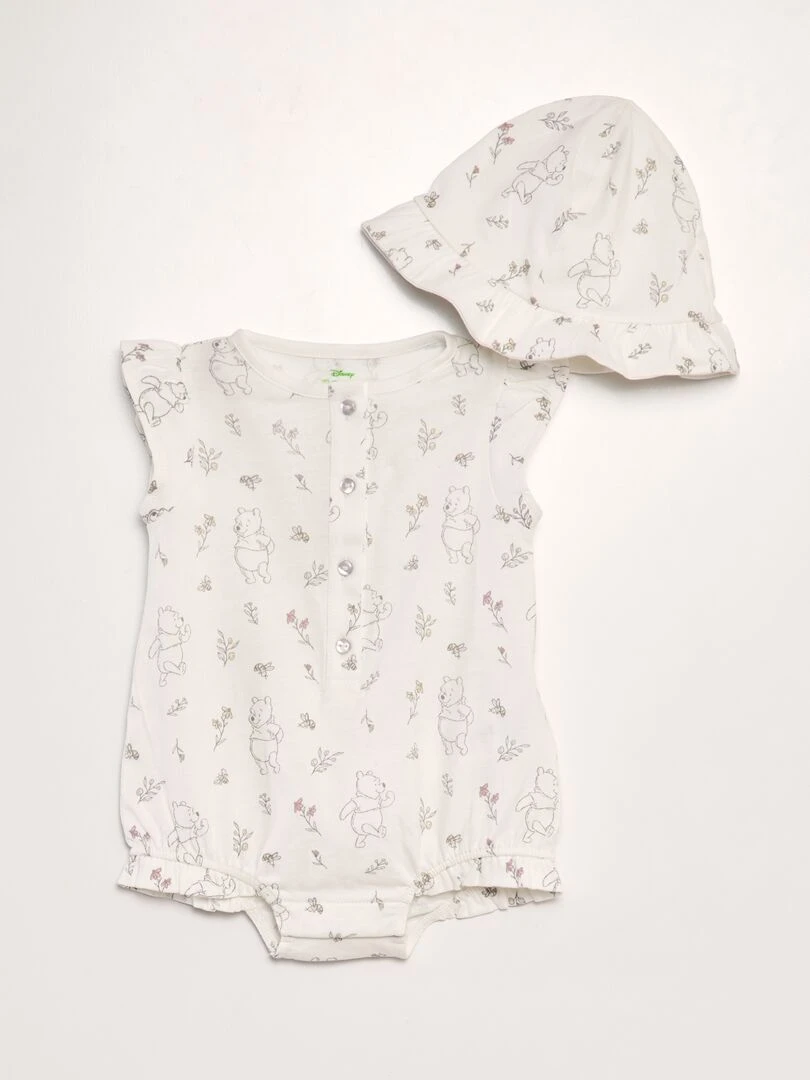 Ensemble bob + barboteuse 'Winnie' 2 pièces Blanc