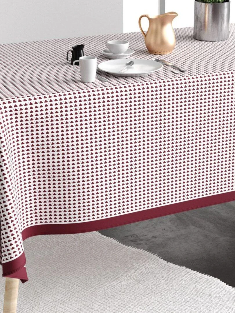 Nappe rectangulaire anti tache en Coton Tilak Aubergine Blanc