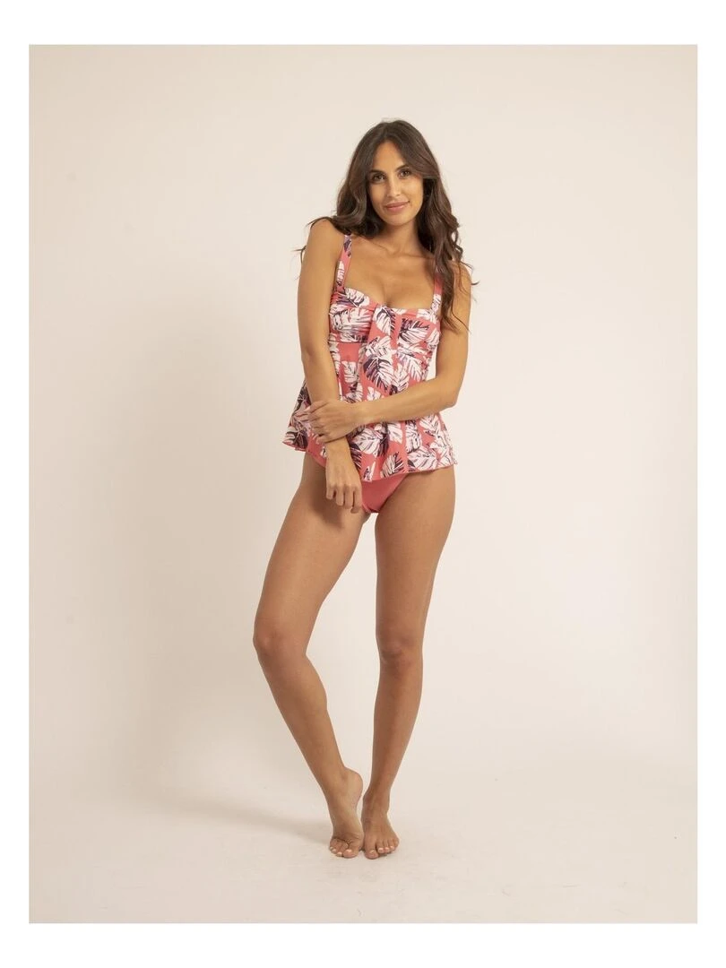 Maillot 2 pièces tankini motifs GAELLE   Rose