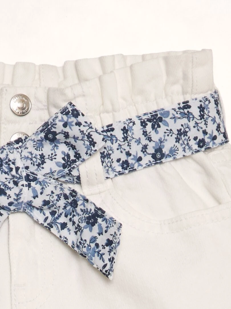 Short paperbag en jean   Blanc