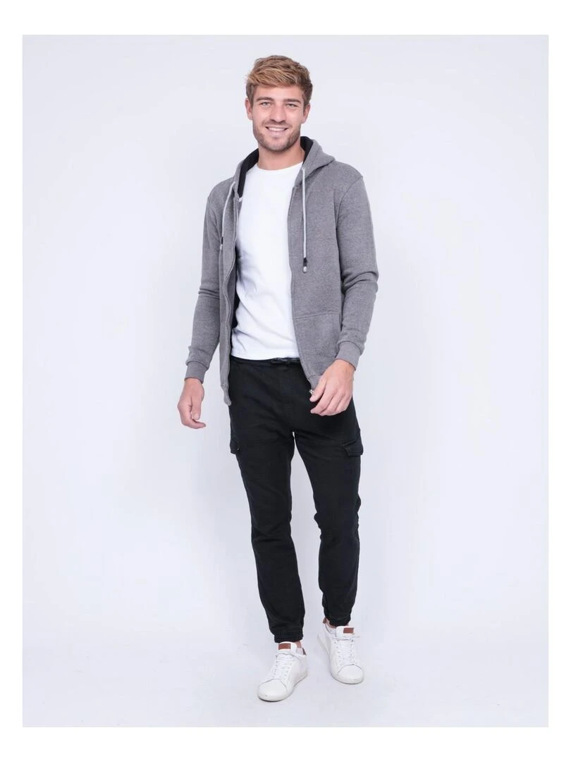 Sweat zippé capuche WAMIN   Gris