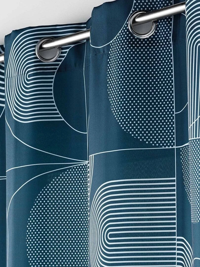 Rideau à œillets 140x260 Esquisse bleu   Bleu