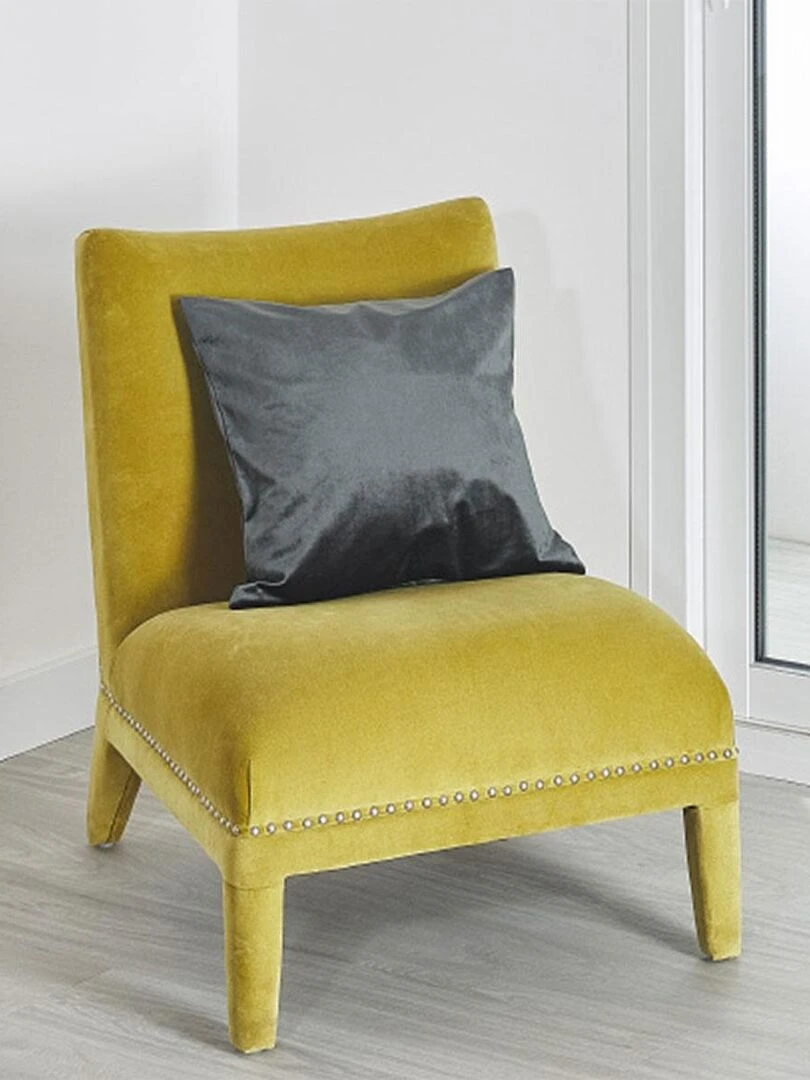 Coussin velours uni déhoussable gris anthracite