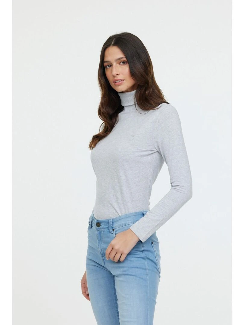 Lee Cooper T Shirt manches longues coton slim ASLI Gris chiné