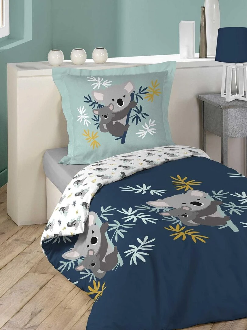 Parure de couette enfant koala Bleu marine