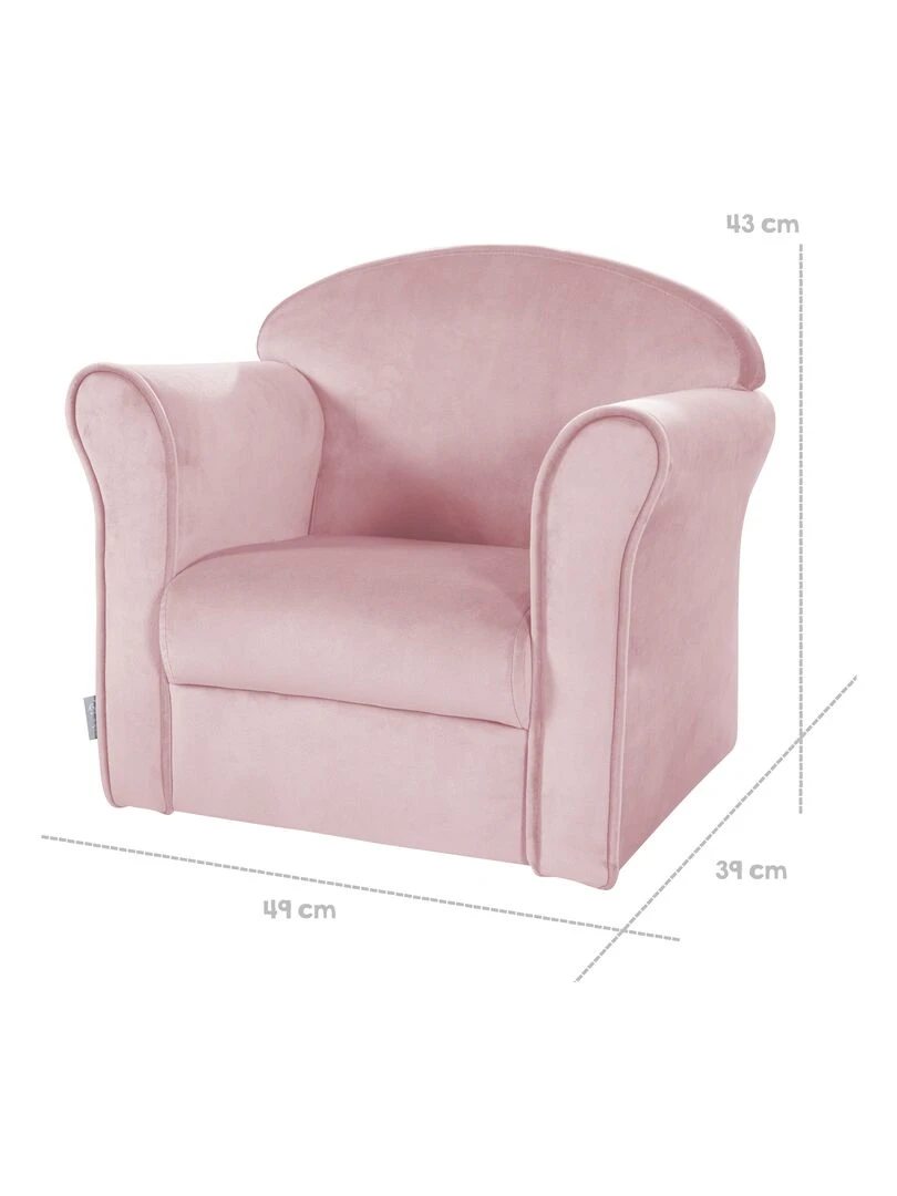 ROBA Fauteuil Club en Velours "Lil Sofa"   Chaise Rembourrée avec Accoudoirs Confortable   Rose   Rose
