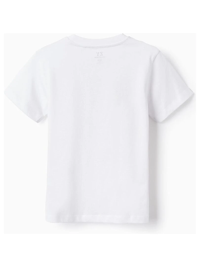 T shirt à manches courtes en coton pour garçon 'Cubisme' manches courtes Blanc