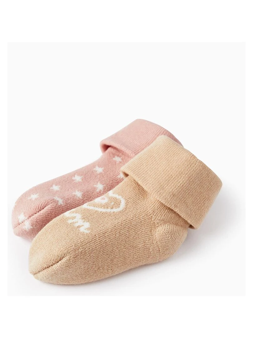 Pack 2 Paires de Chaussettes Épaisses pour Bébé Fille 'I Love Mum' ESSENTIALS LINE Multicolore