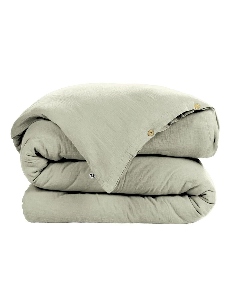 Housse de couette Double Gaze Coton Collection Gaia Vert d'eau