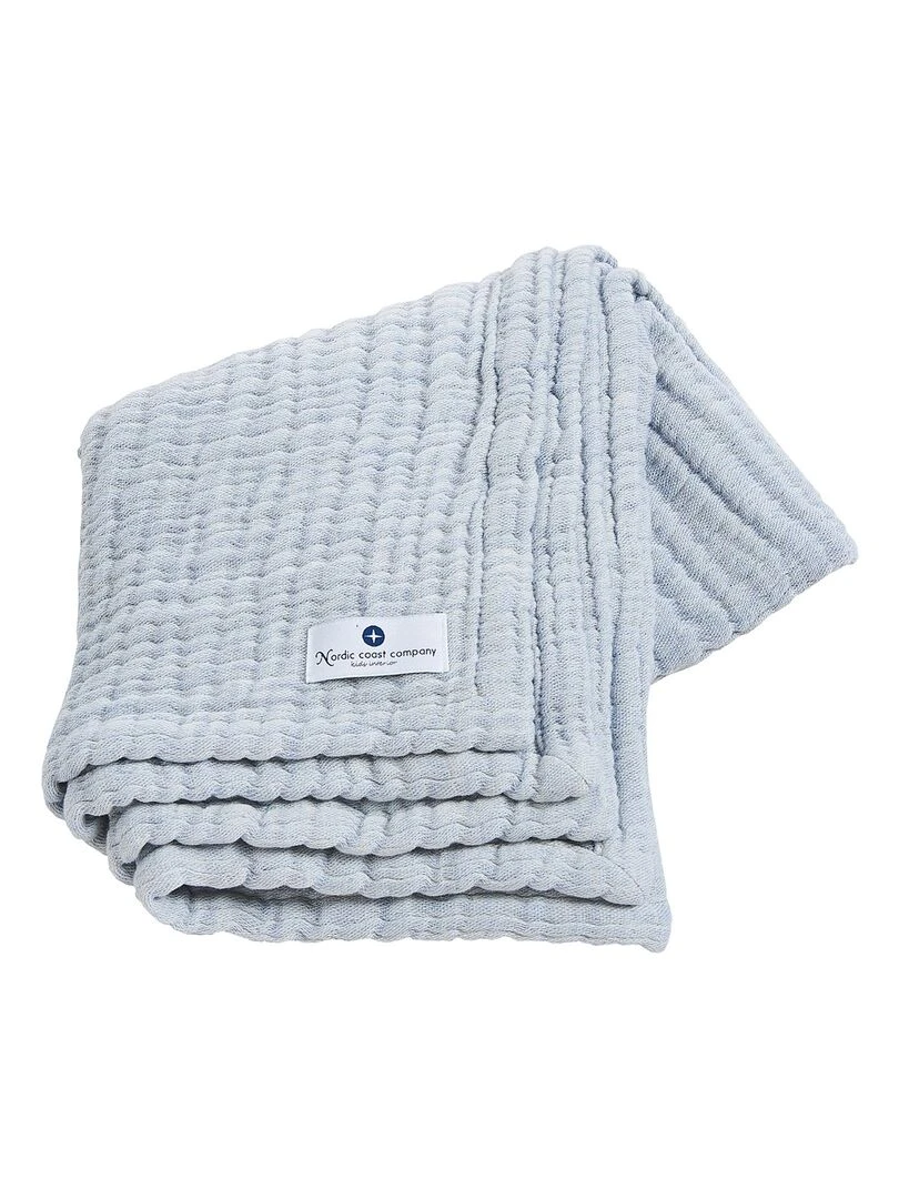 Couverture mousseline bebe en coton 80 x 80 cm Bleu