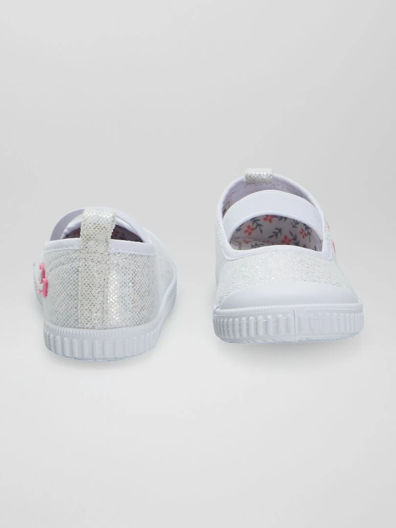 Ballerines en toile à bride élastique   Blanc