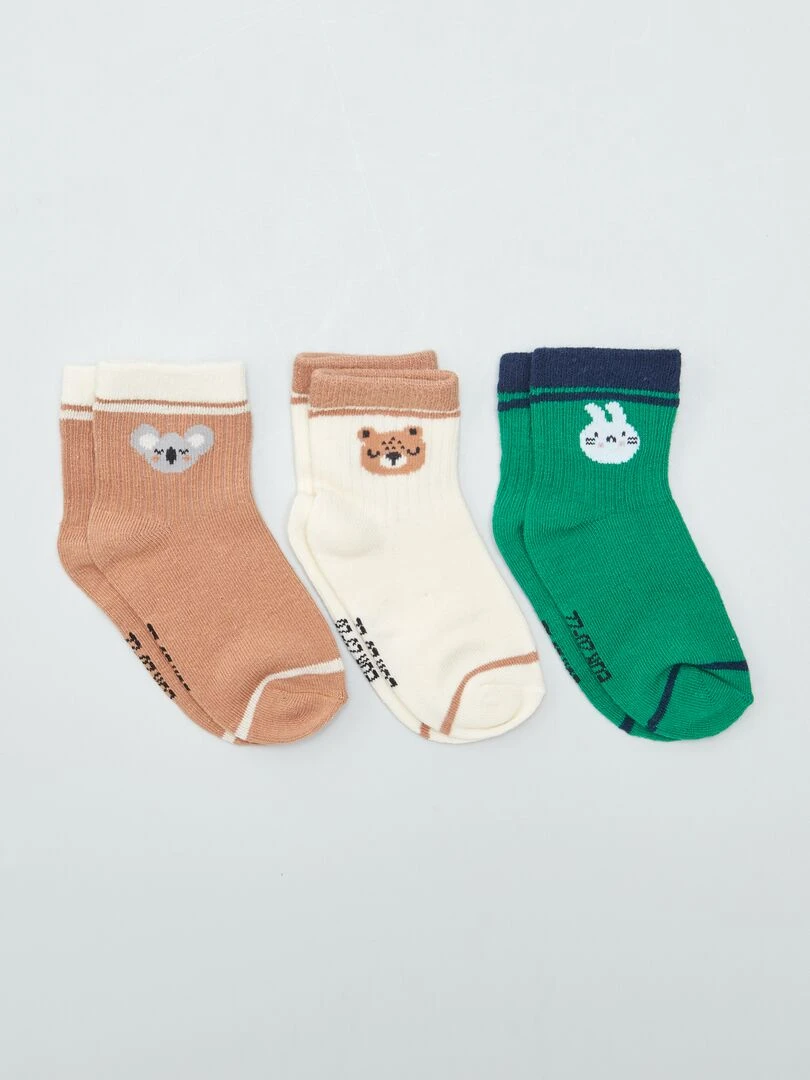 Lot de 2 paires chaussettes Marron/vert