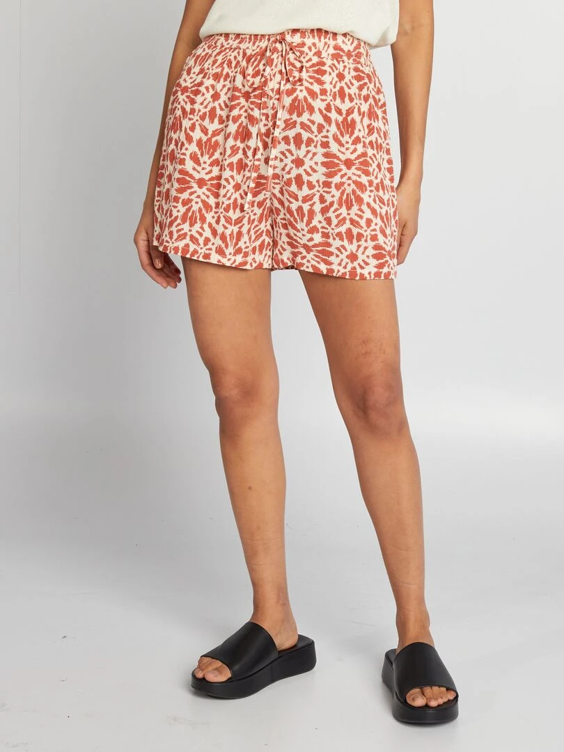 Short élastique en crêpe Rouge