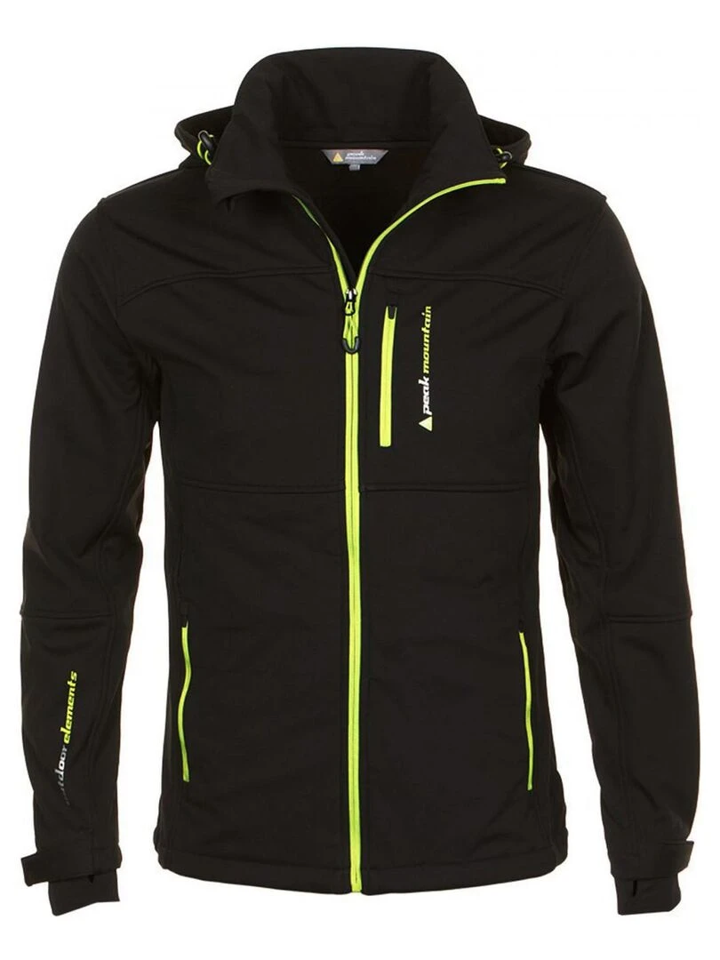 Blouson softshell homme CANNE PEAK MOUNTAIN Noir Jaune