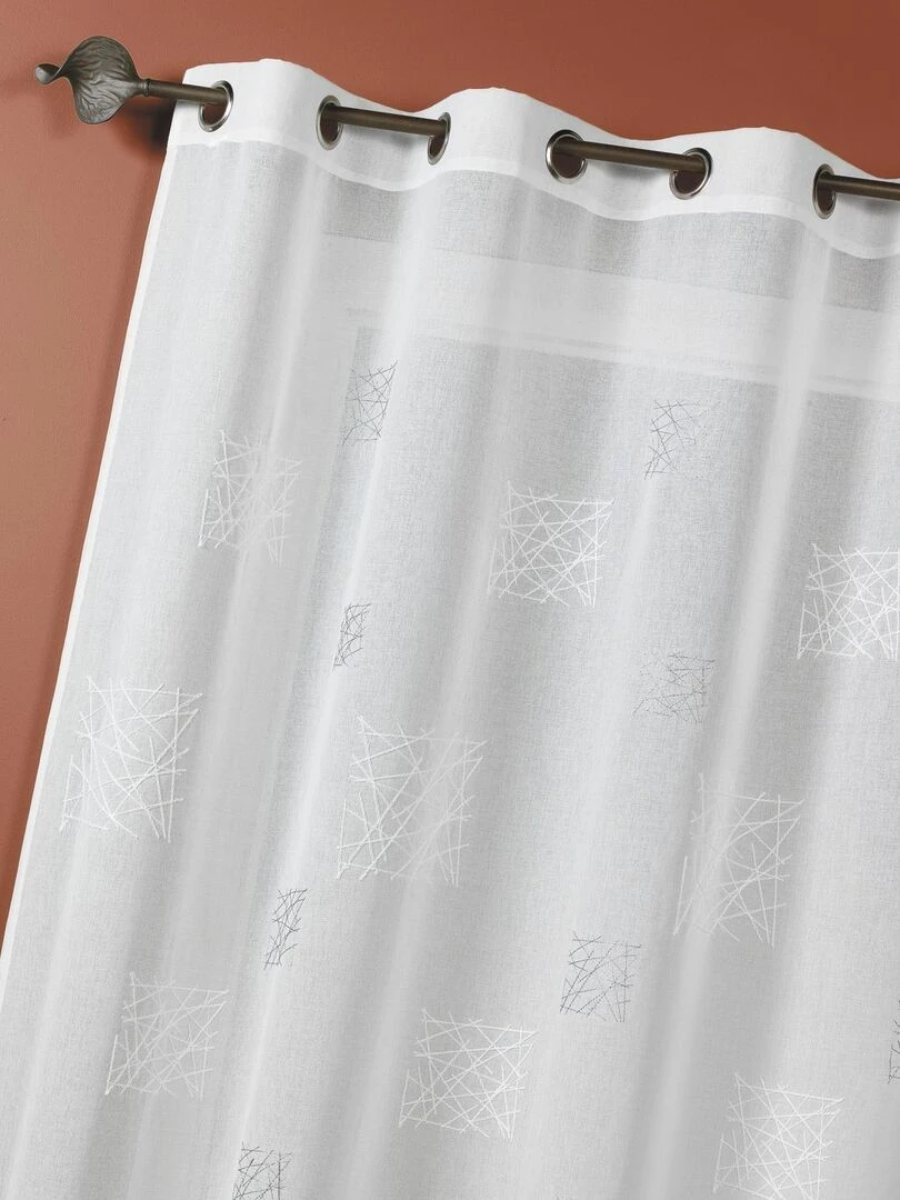 Voilage Etamine Brodée Blanc