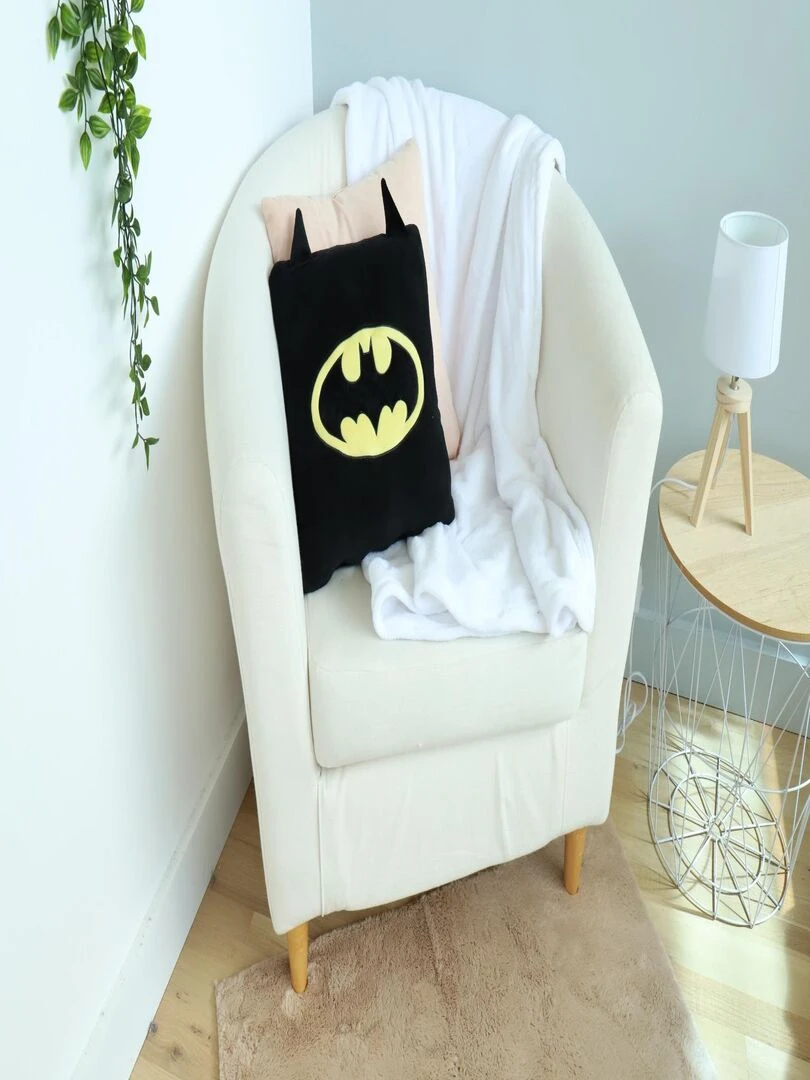 Coussin Plaid Polaire Batman 100% Polyester Noir