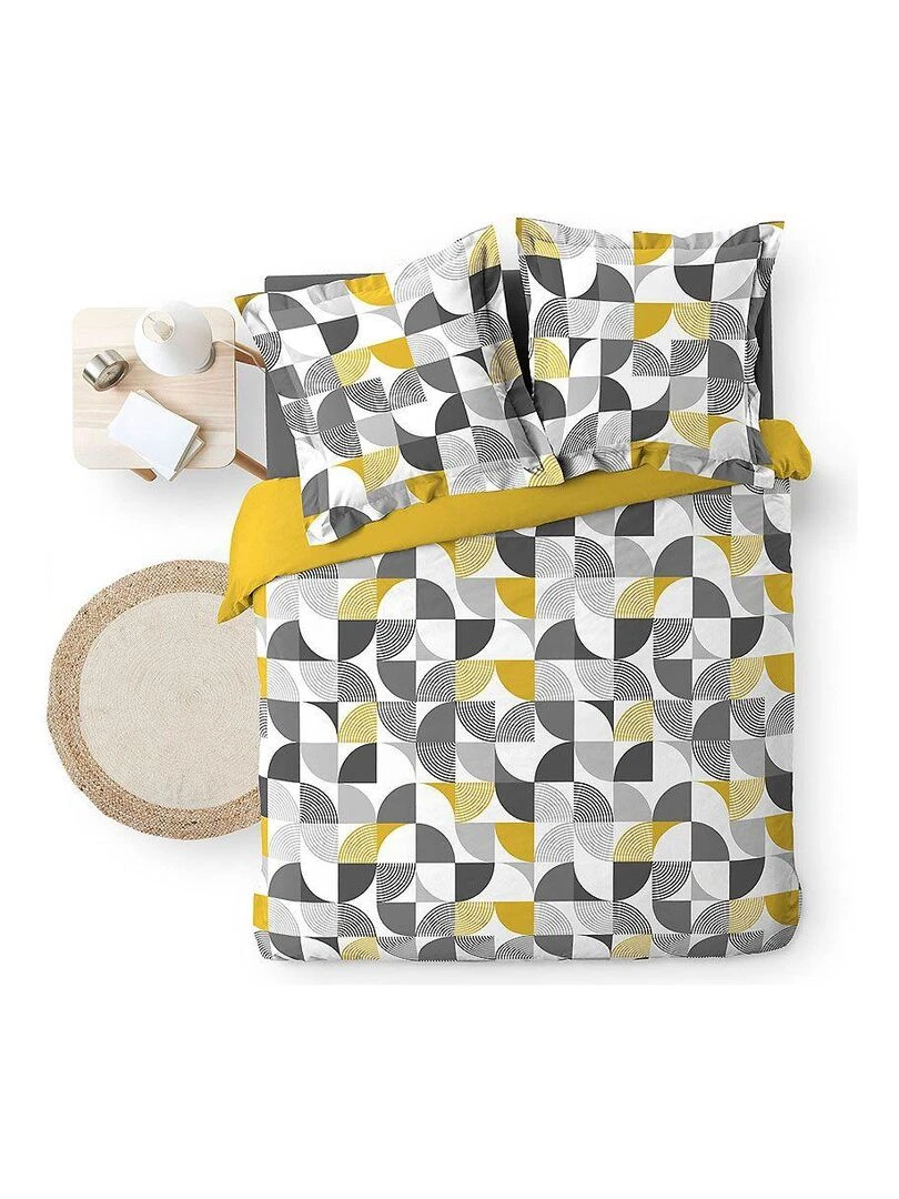Housse de couette + 2 taies d'oreiller Rythmo   Gris