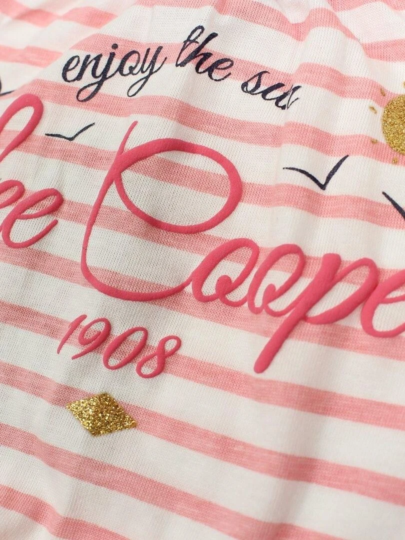 Lee Cooper   Combishort bébé fille imprimé Lee Cooper en coton   Rose