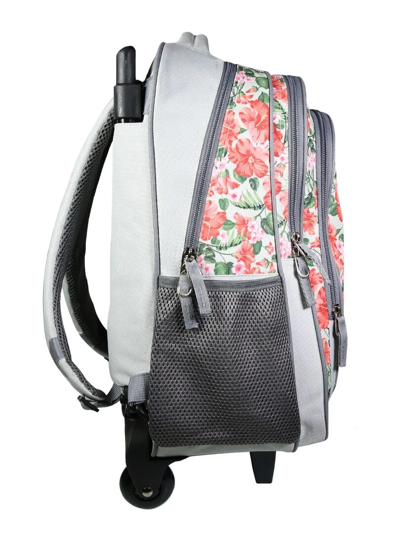 BAGTROTTER Sac à dos à roulettes Offshore Grise Fleurs   Beige
