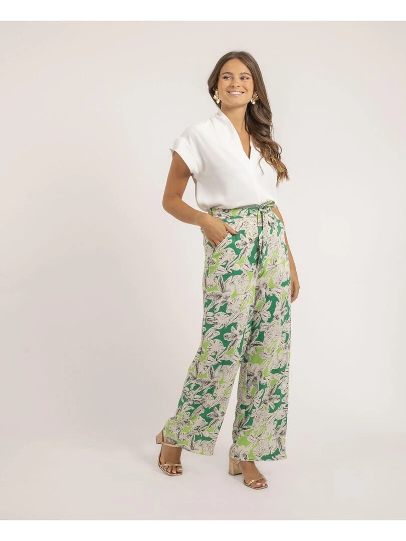Pantalon motifs ELIENOR   Vert