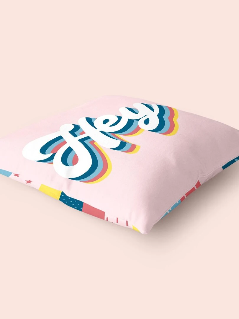 Housse de coussin décoratif Hey "Happyfriday"   Blanc