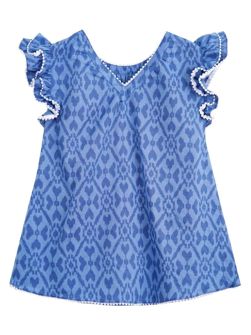 Robe Tie and Dye  Été Fille  Manches Papillons  BUTTERFLY   'LA FAUTE A VOLTAIRE'   Bleu