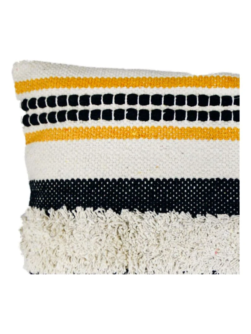 Coussin en macramé tricolore Jaune