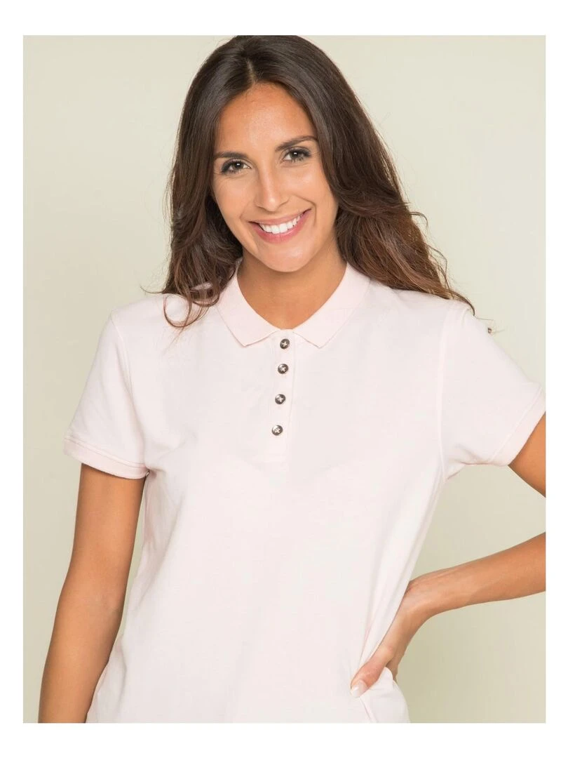 Polo manches courtes en coton piqué FOLORA   Rose