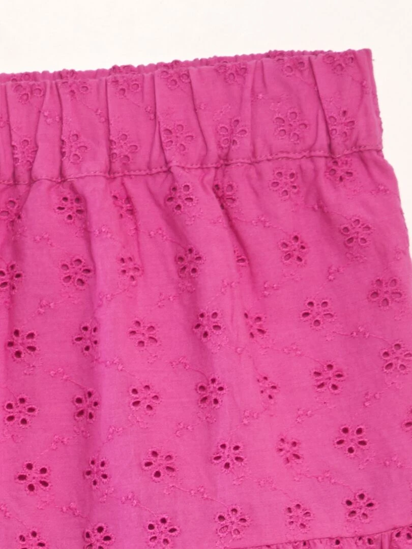 Jupe évasée en broderie anglaise Fuschia