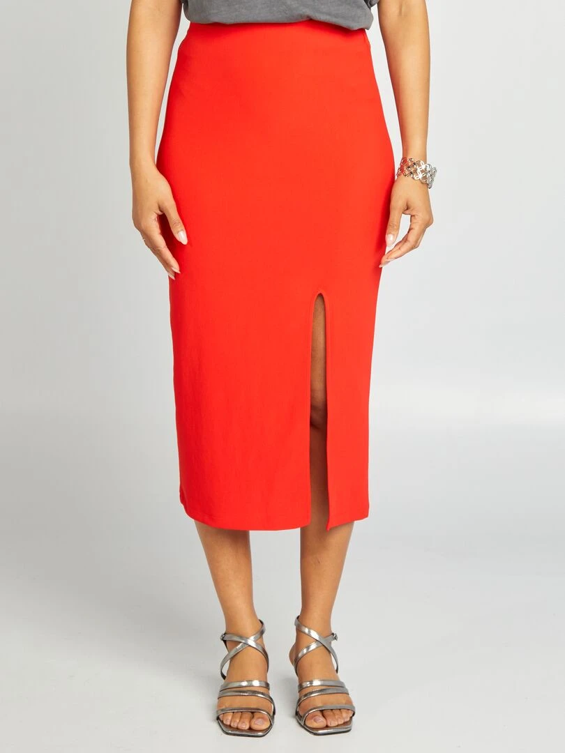 Jupe midi avec fentes   rouge