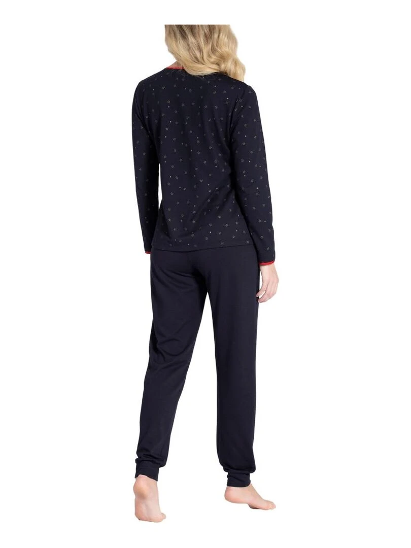 Pyjama en coton et modal avec étoiles dorées Masae Bleu