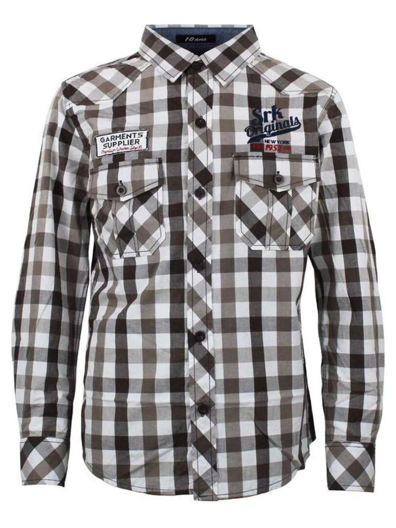 Chemise manches longues garçon ECAMDRY SRK Marron
