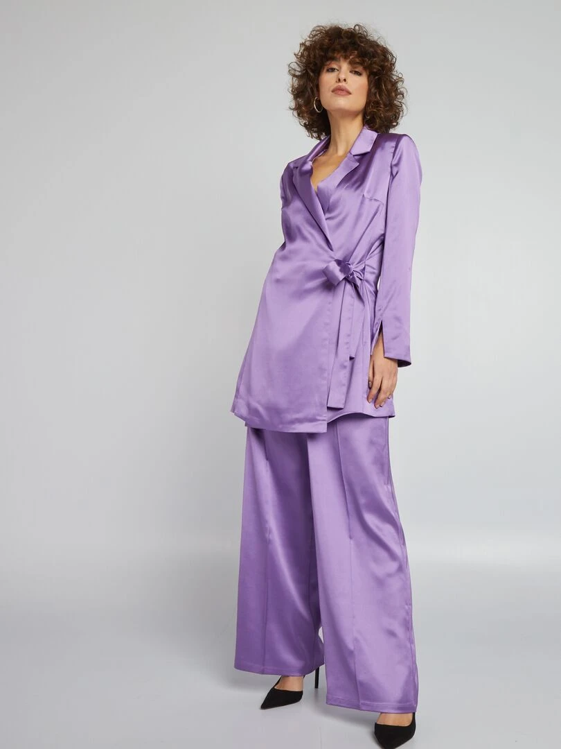 Veste longue en satin Violet