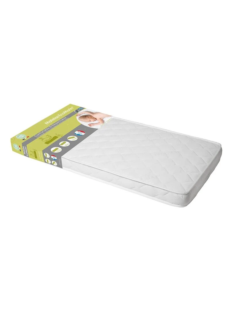 Matelas bébé Eco Marin 70x140 cm 24 kg/m3 Blanc