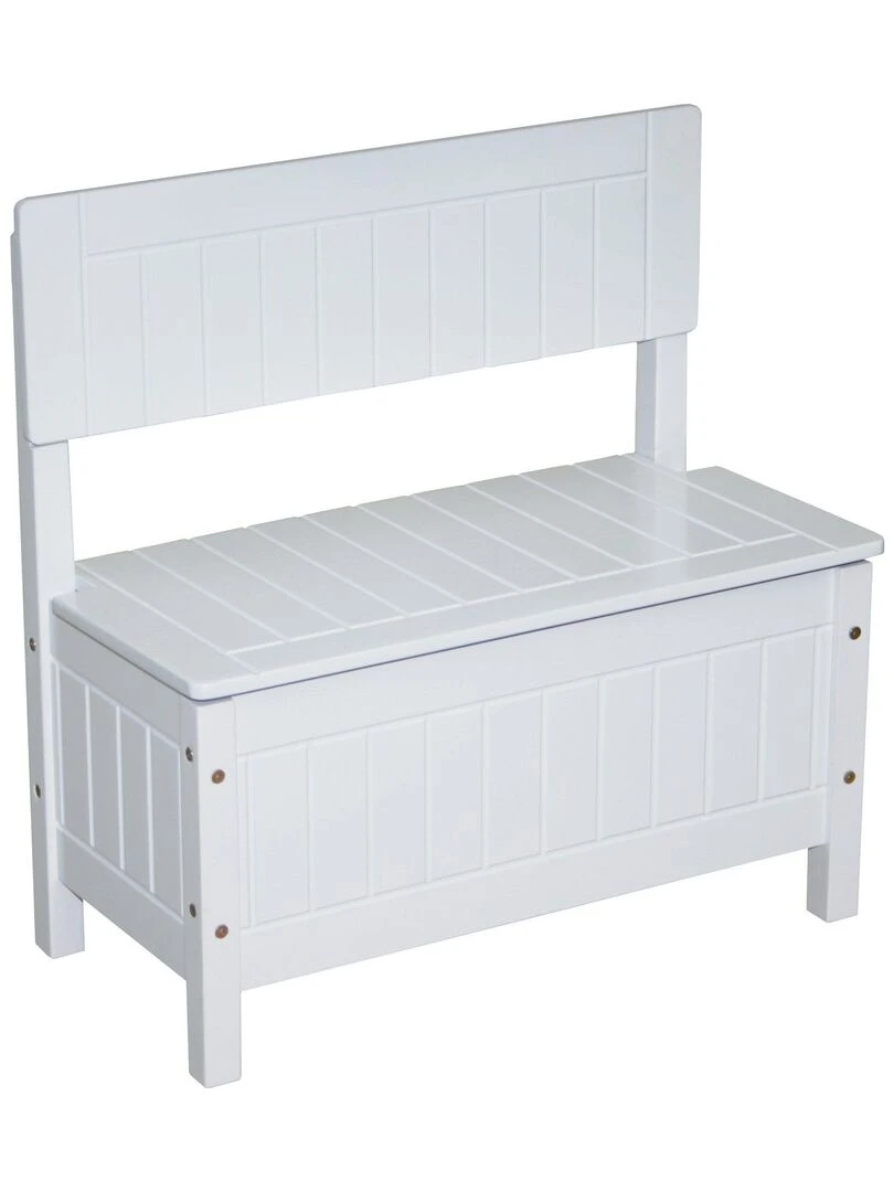 ROBA Banc Coffre à Jouets pour Enfant en Bois Banc de Rangement Fermeture Douce Blanc Blanc