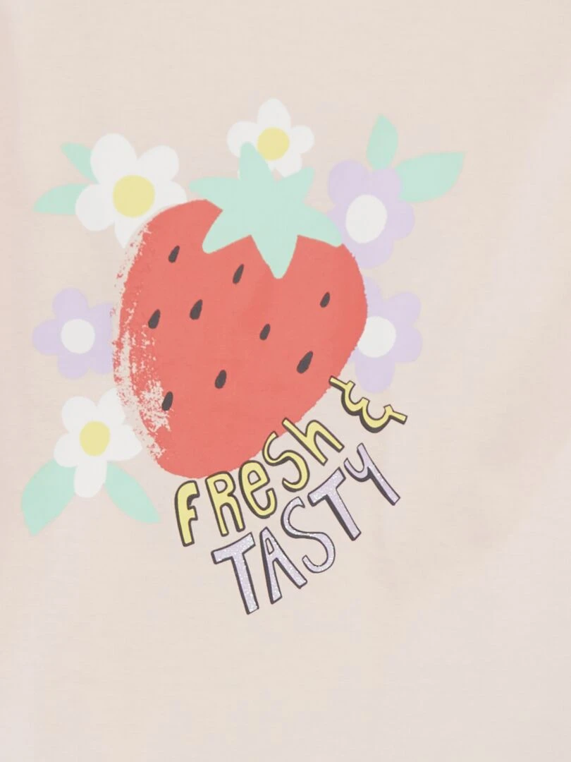 T shirt imprimé 'fruits' manches courtes   Rose
