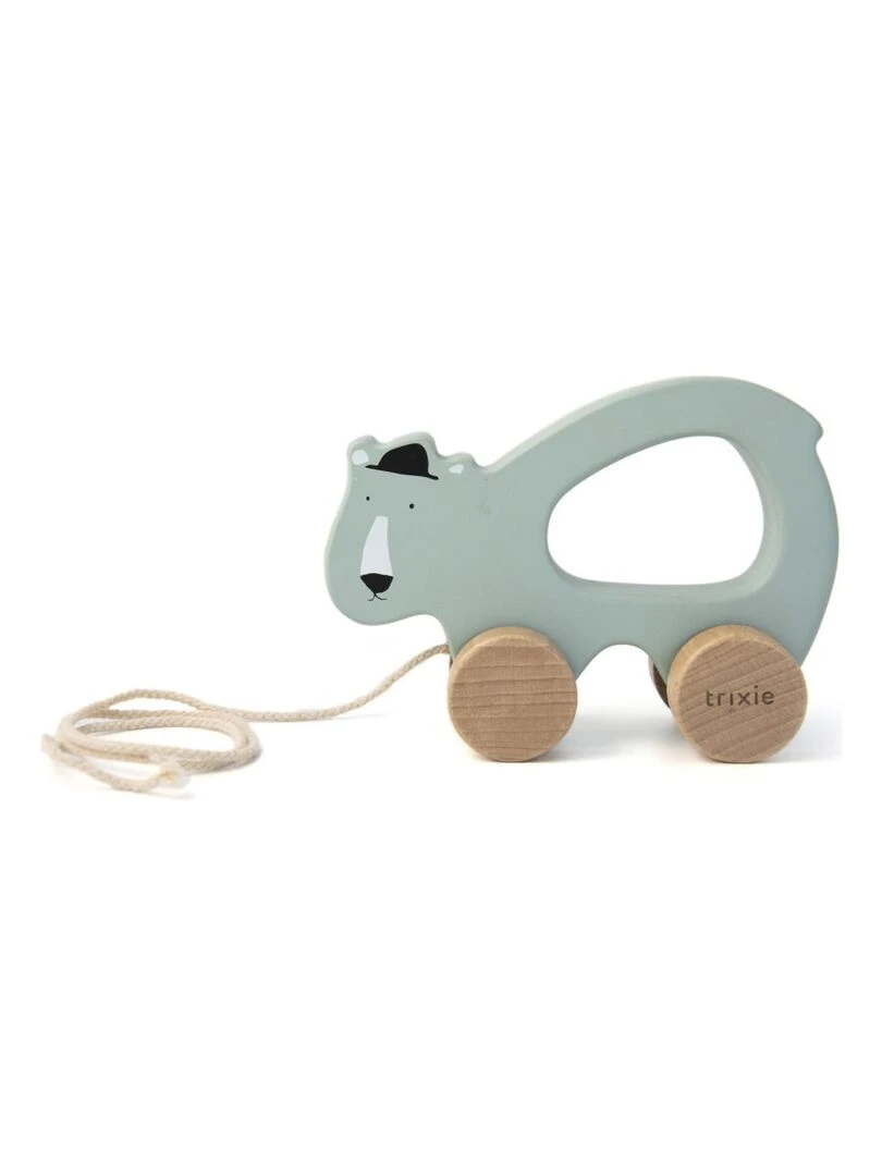 Jouet à tirer en bois Mr Polar Bear Trixie Vert
