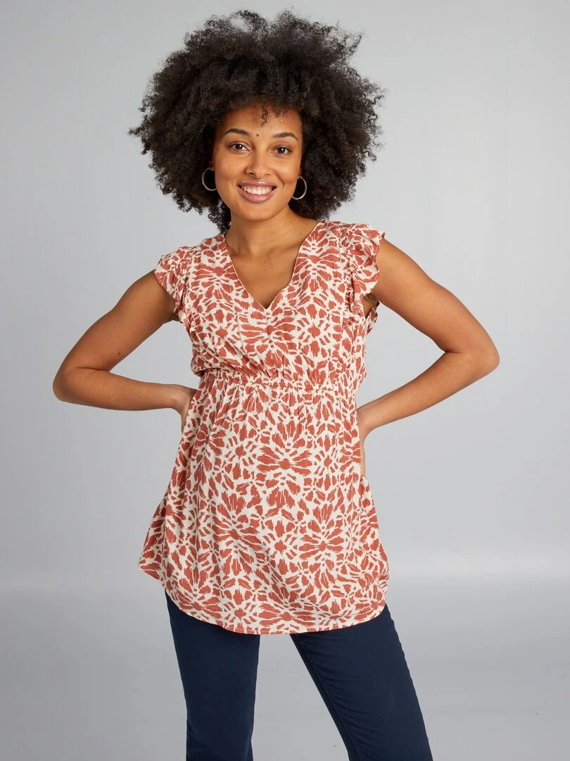 Chemisier volantée grossesse Terracotta
