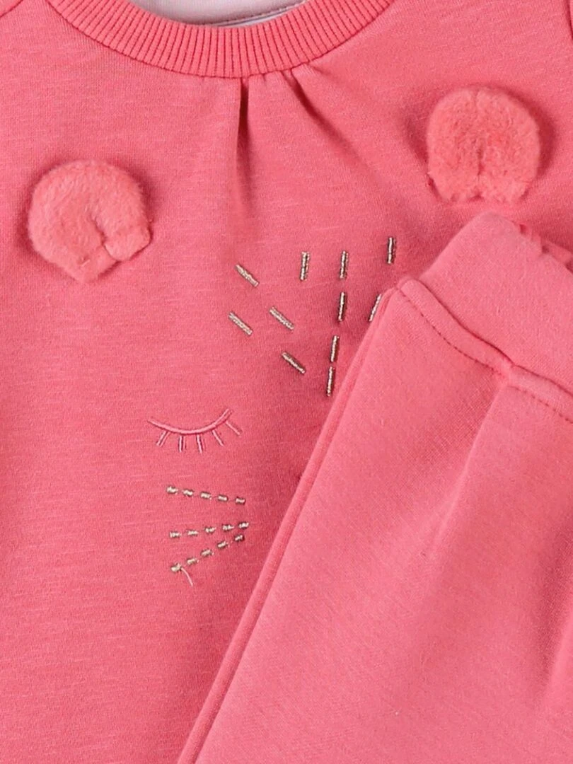 Set sweat brodé léopard + jogging  framboise/paillettes   Noukie's   Rose