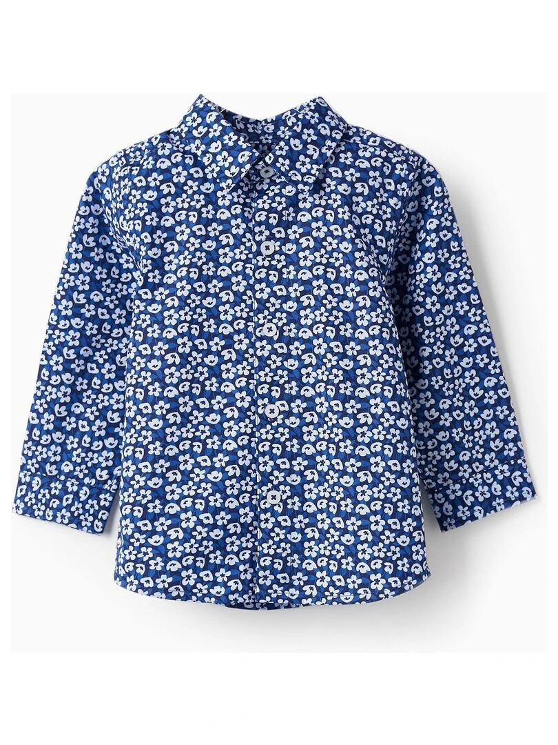 Chemise à motif floral pour bébé garçon manches longues LETS PARTY Bleu foncé