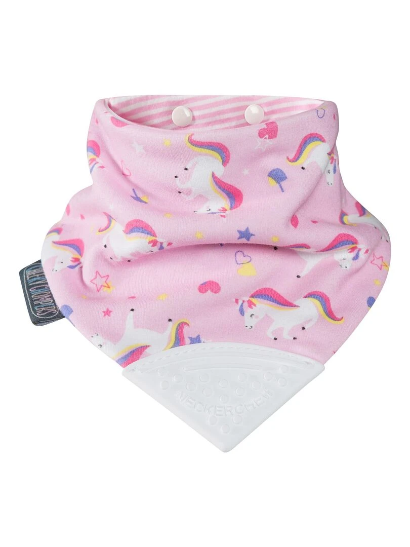 Bavoir bandana avec embout de dentition Licorne Rose
