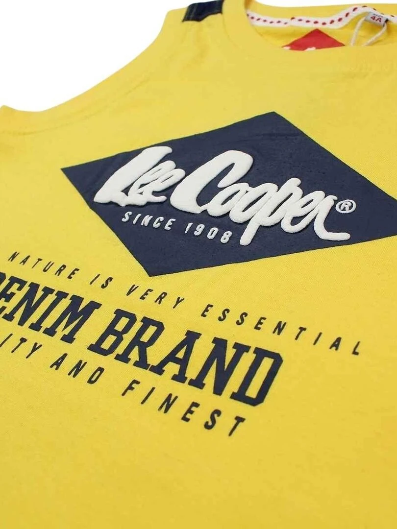 Lee Cooper   T shirt garçon imprimé logo en coton   Jaune